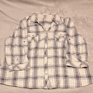 Sonoma Blue and White Plaid Kids Button Down Shirt
